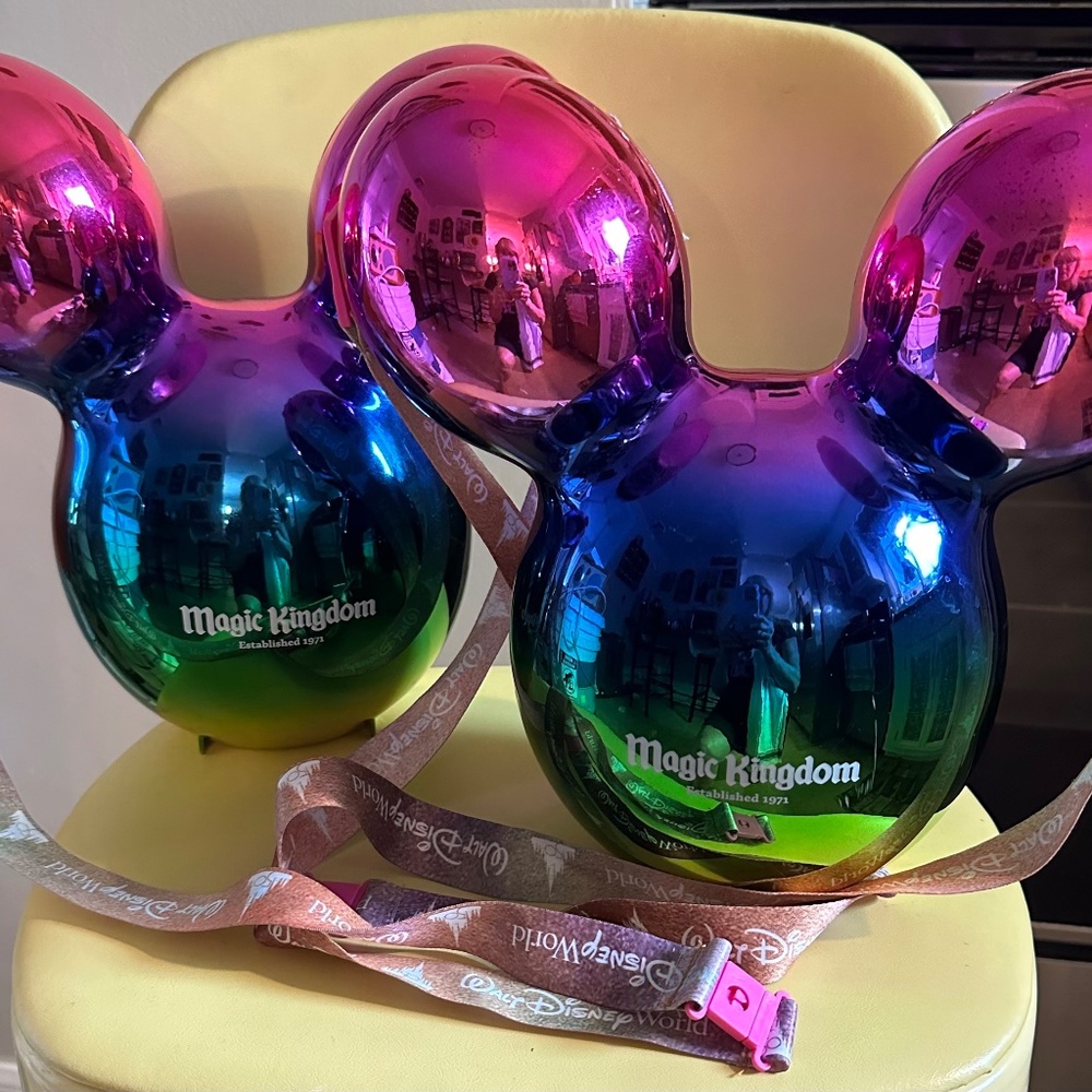 Collectable set of two Mickey Mouse 50th Anniversary Metallic Popcorn Bucket